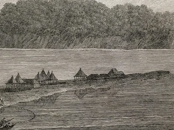 Cook Engraving - A View of the Town and Harbour of St. Peter and Paul, Kamtschataka