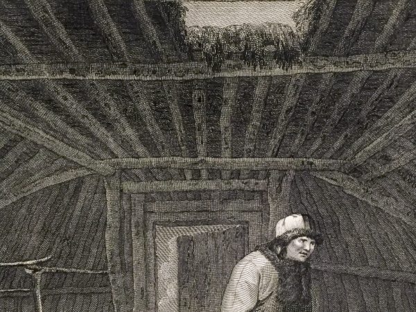 Cook Engraving - The Inside of a Winter Habitation in Kamtschataka