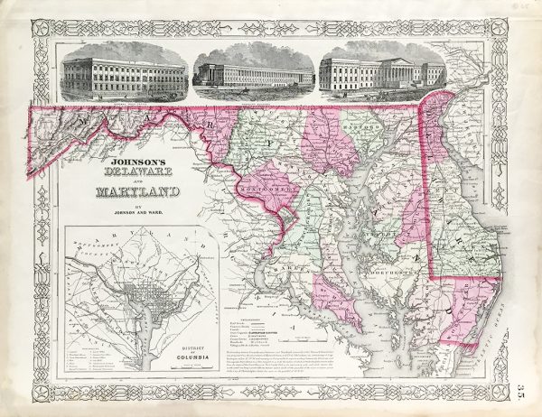 Delaware and Maryland State Map (1865)