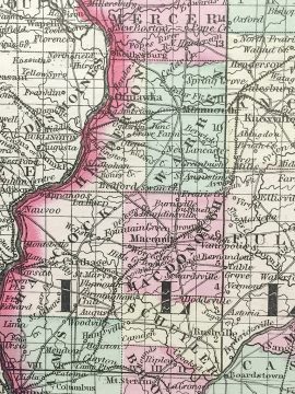 Antique Map - Illinois State Map (1862)