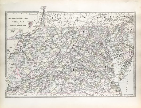Delaware, Maryland, Virginia, and West Virginia State Map (1886)