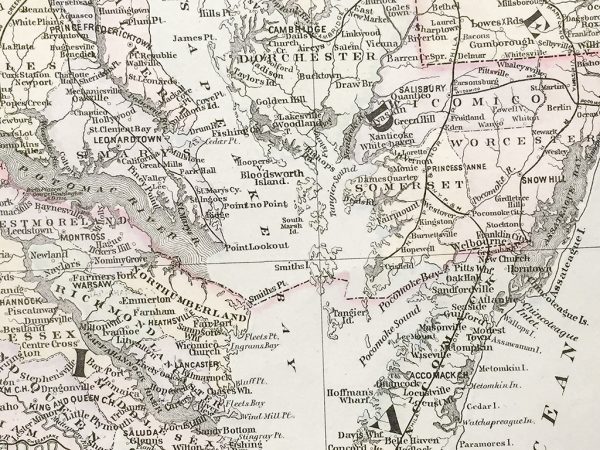 Delaware, Maryland, Virginia, and West Virginia State Map (1886)