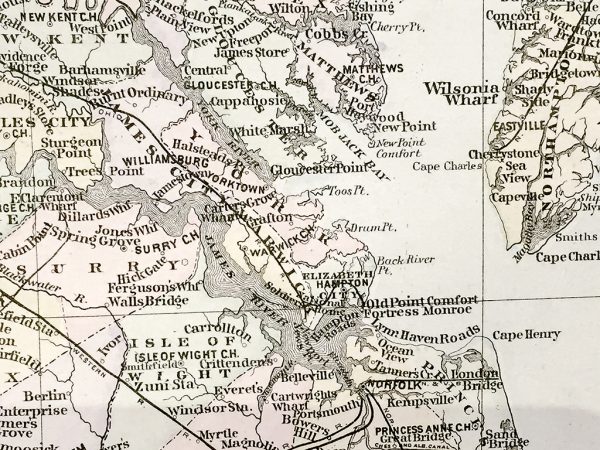 Delaware, Maryland, Virginia, and West Virginia State Map (1886)