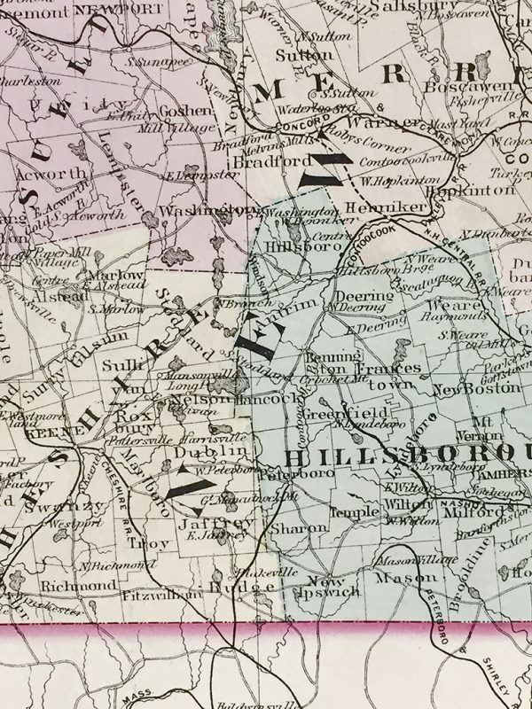 Vermont and New Hampshire State Map (1877)