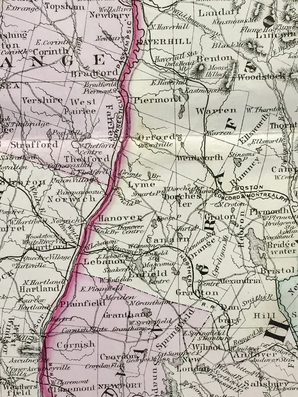 Vermont and New Hampshire State Map (1877)