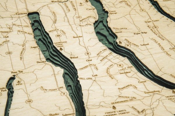 Bathymetric Map Finger Lakes, New York