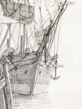 John Stobart Print - Wharfside (End Paper Drawing)