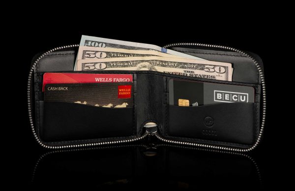 William Henry Midnight Bi-fold Zip Wallet