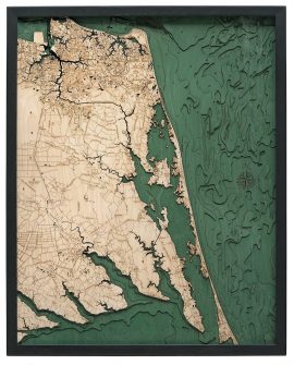 Bathymetric Map Virginia Beach to Kitty Hawk Virginia