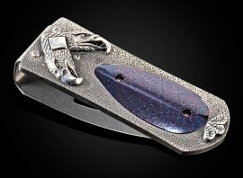 Zurich 'Proud' Money Clip - Heat-Blued Damascus