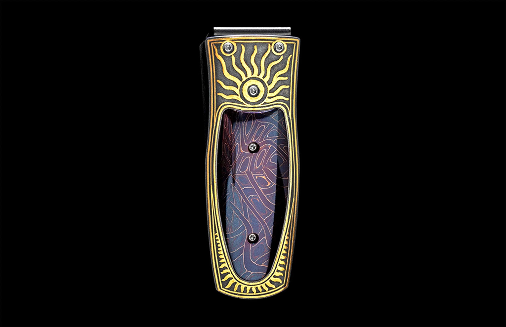 William Henry Pharaoh 'Blue Moon' Money Clip - Damascus